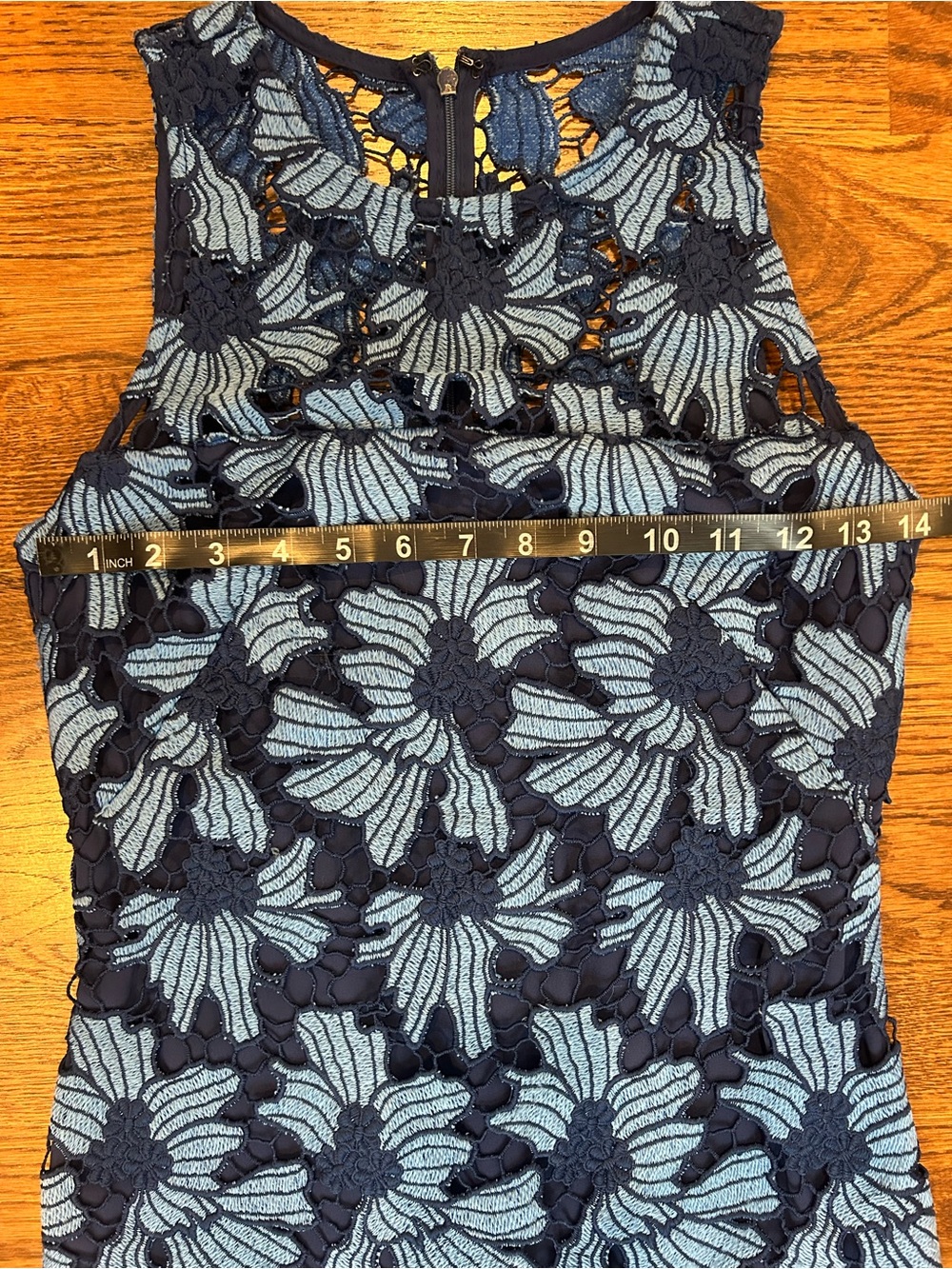 SHOSHANNA Womens Blue Floral Sleeveless Lace Bell Dress Size 0 Made in USA - Picture 6 of 8
